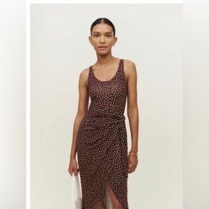 REFORMATION…Kalia dress. Size M. Brown wrap dress with polka dots.